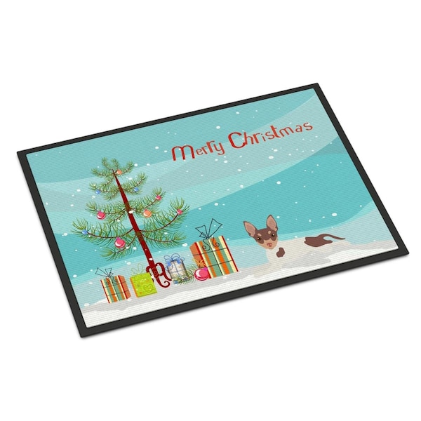 Carolines Treasures 18 x 27 in. Toy Fox Terrier Christmas Tree Indoor or Outdoor Mat CK3511MAT - main